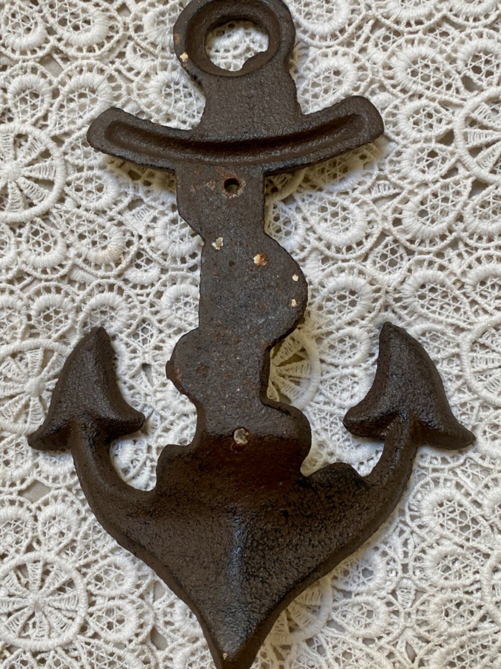 Heavy-Duty Cast Iron Anchor Wall Decor, Nautical Coastal Style - Picture 4 of 5